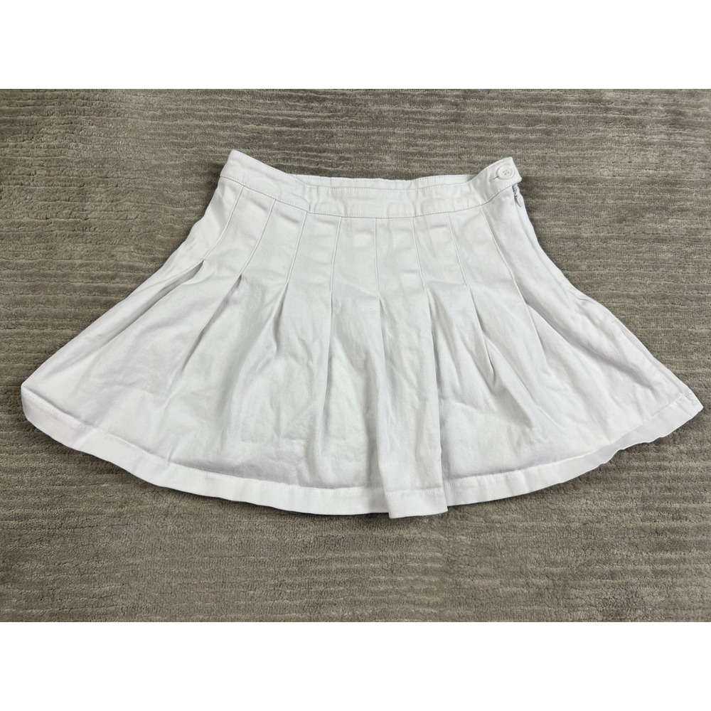 Hesperus Pleated Skirt Womens M White MHS2157WHT Mini Preppy Knife Pleat Casual